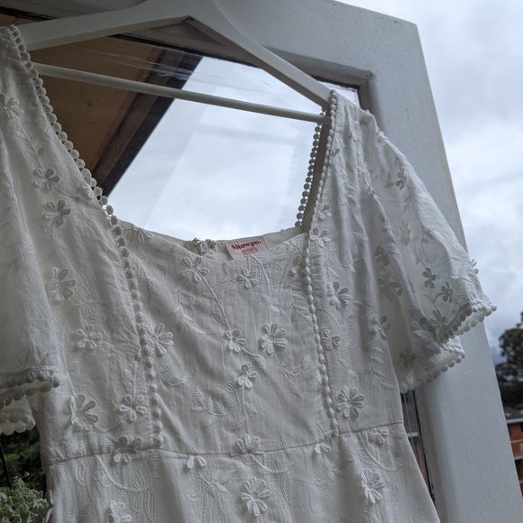 Showpo - Fancy A Spritz Square Neck Mini Dress In White Embroidery/ AU Size 8 - Picture 5 of 6